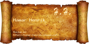 Hamar Henrik névjegykártya